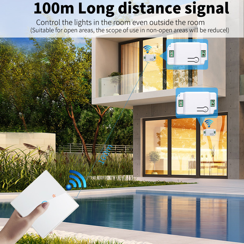 Interruptores de pared con toque inalámbrico Conjunto RF433 1gang Panel de vidrio de lujo Control remoto Interruptor de luz soporte de control de voz