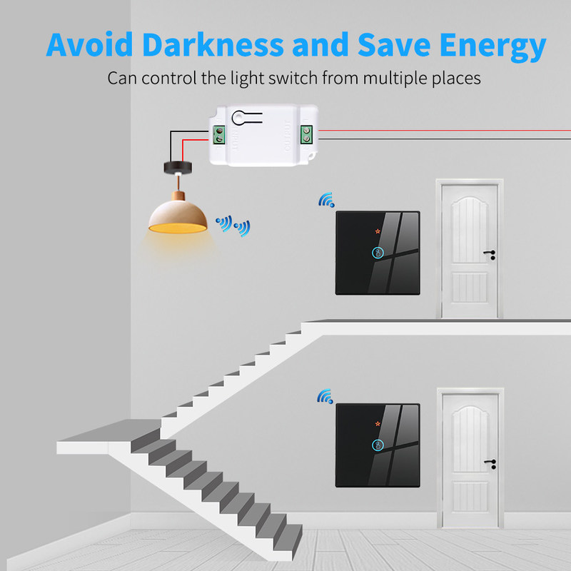 Interruptores de pared con toque inalámbrico Conjunto RF433 1gang Panel de vidrio de lujo Control remoto Interruptor de luz soporte de control de voz