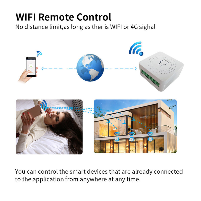 Contador de tiempo teledirigido de la retransmisión de la voz del interruptor del APP del triturador del interruptor de Tuya 16A 10A Wifi del módulo de la vida elegante de Smart
