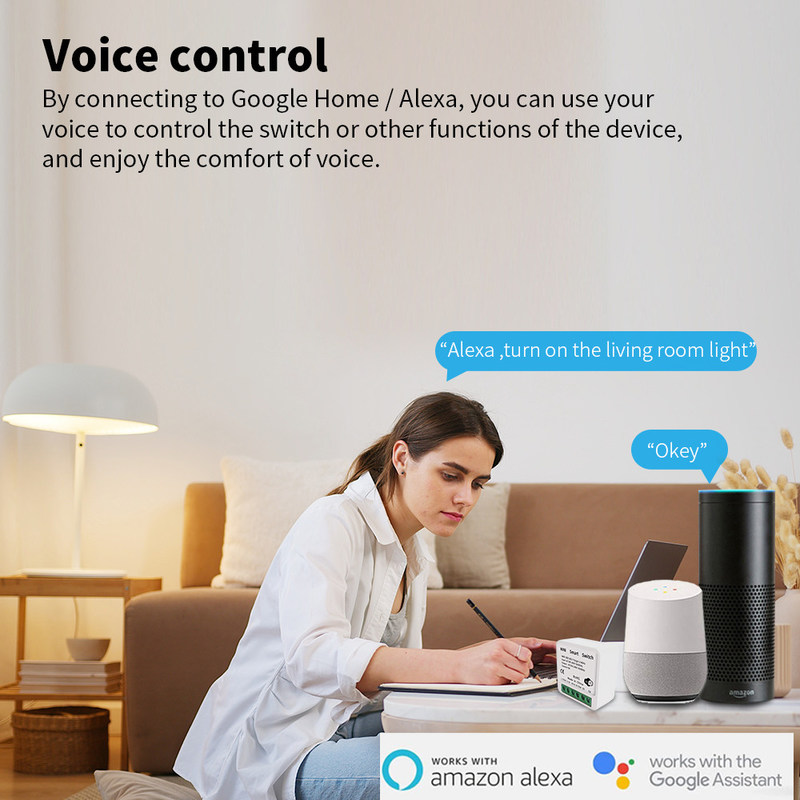 Tuya Alexa Timer Smart Switch 10A Modulo de relé Trabajo Remote Smart Switch soporte de control de voz de Google Alexa fácil de instalar