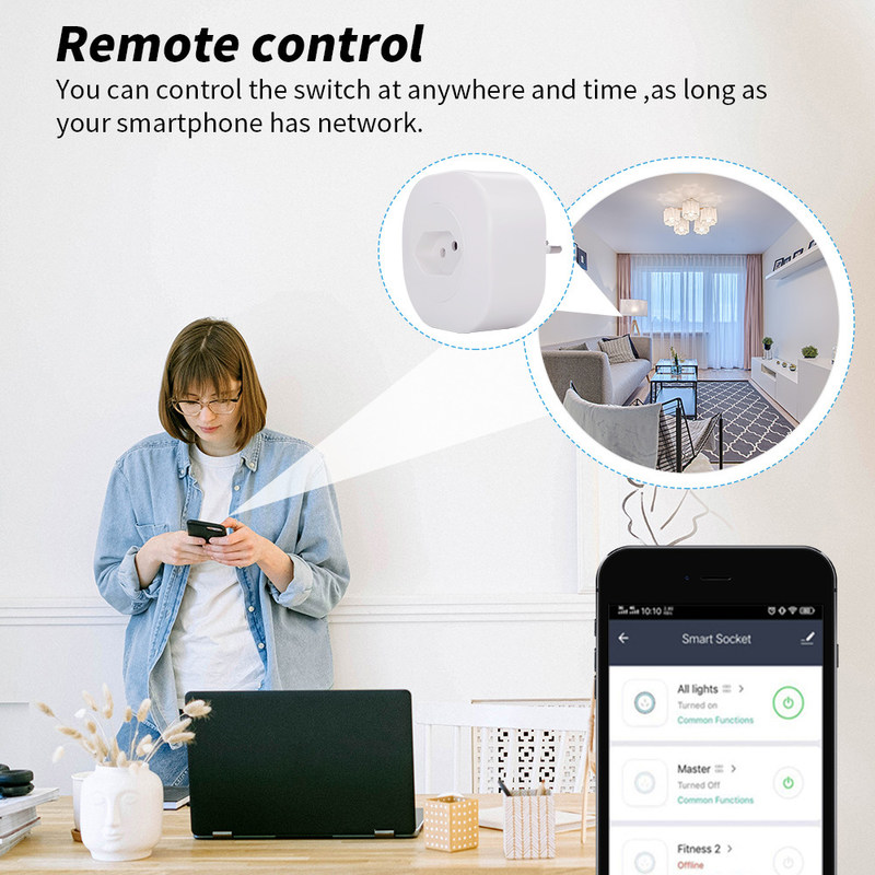 Zócalo elegante estándar 16A 220V 127V 50Hz del piso del Brasil de la toma de corriente del zócalo de Tuya WIFI Smart