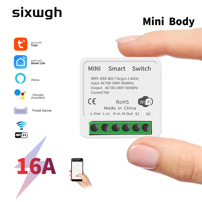Contador de tiempo teledirigido de la retransmisión de la voz del interruptor del APP del triturador del interruptor de Tuya 16A 10A Wifi del módulo de la vida elegante de Smart