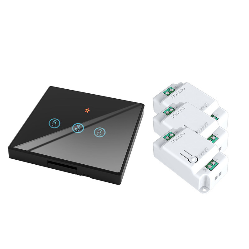 10A Resistente al fuego ABS Homekit Smart Switch panel de vidrio templado Tres interruptores de encendido/apagado soportan control remoto