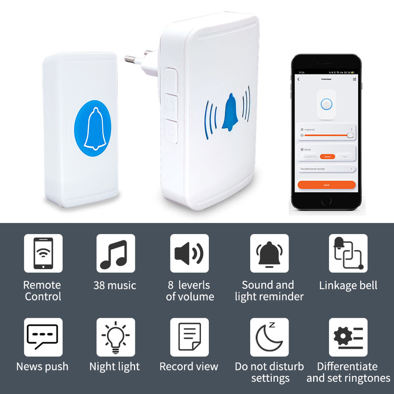 cámara elegante teledirigida del timbre de Wifi de puerta 30W definición video inalámbrica de Bell de la alta