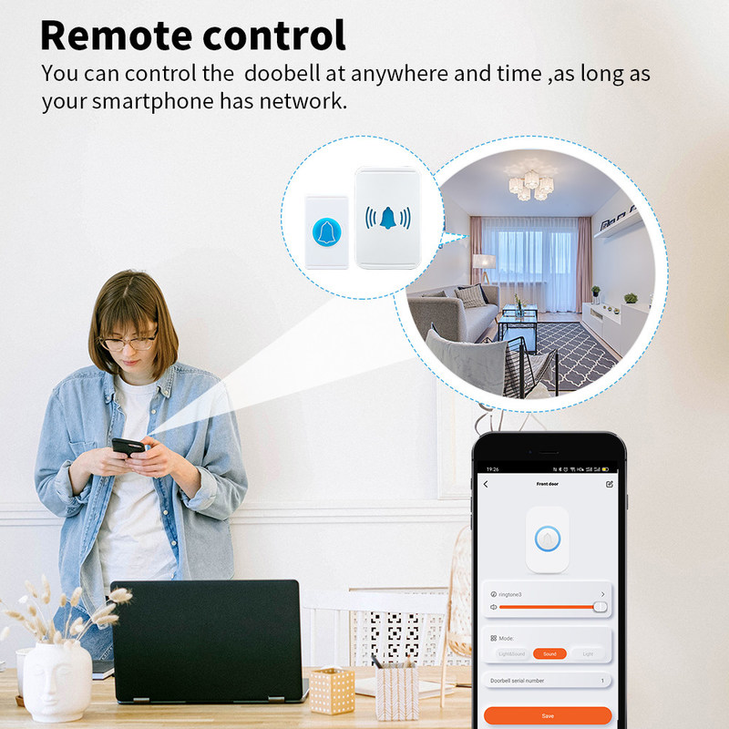 cámara elegante teledirigida del timbre de Wifi de puerta 30W definición video inalámbrica de Bell de la alta