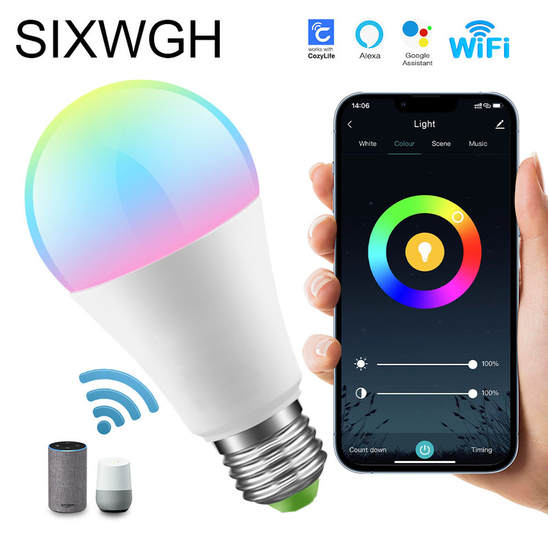 Pintada Bluetooth RGB del hogar 	Luz de la decoración de la atmósfera del bulbo del bulbo 9W de Wifi LED