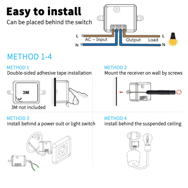 Tuya Control remoto inalámbrico Switch controlador y receptor coinciden con el soporte de módulo tuya control de voz de Google Alexa