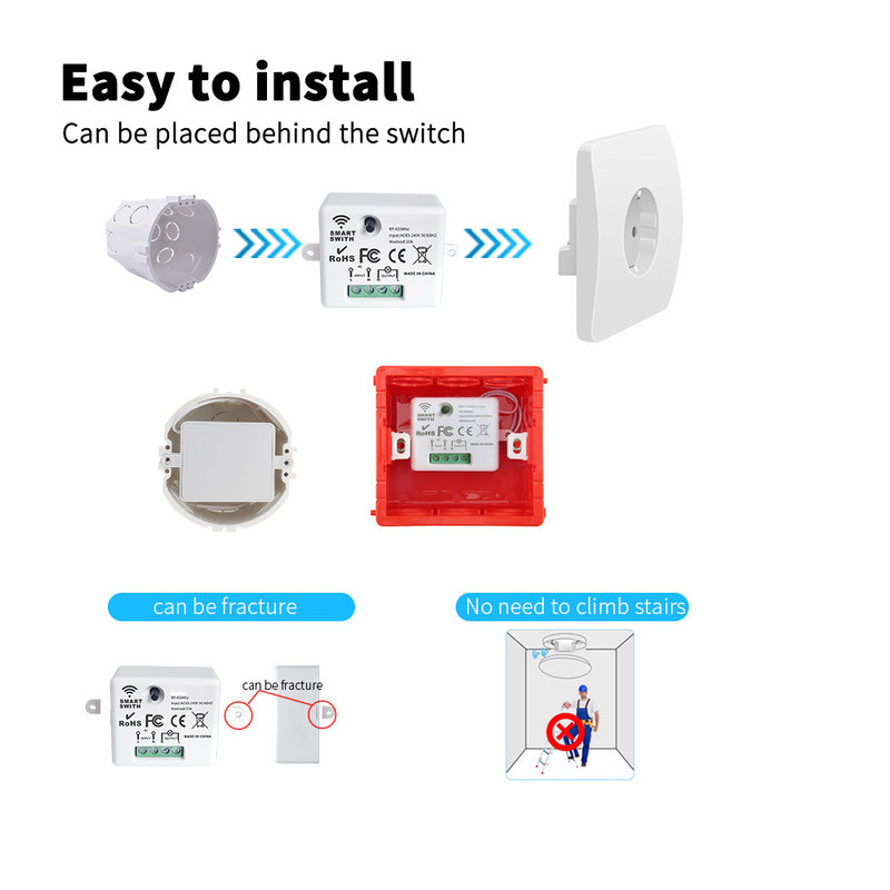 Tuya Control remoto inalámbrico Switch controlador y receptor coinciden con el soporte de módulo tuya control de voz de Google Alexa