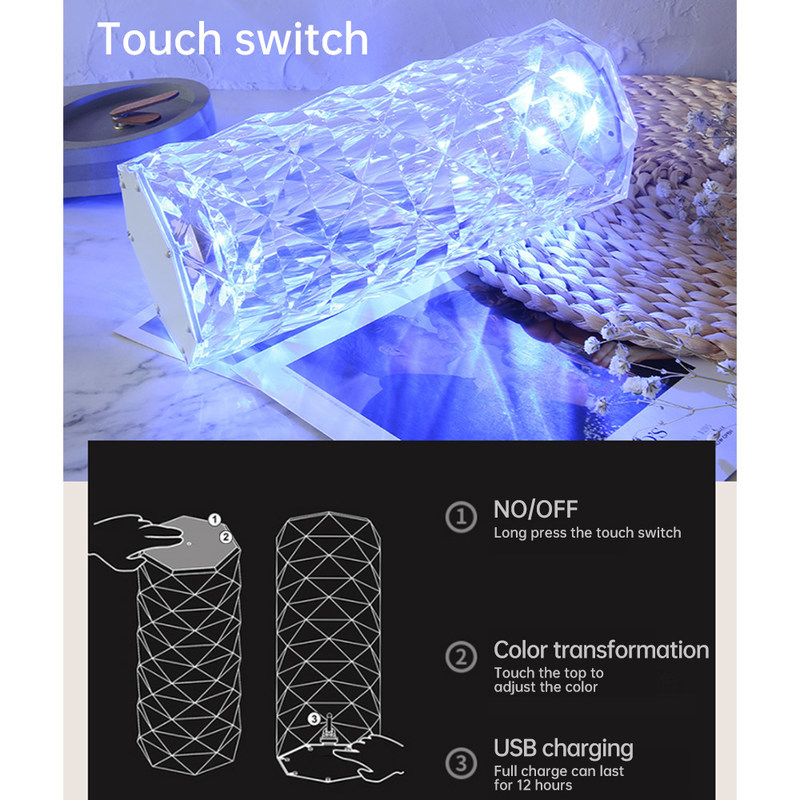 Moderno de tres colores RGB colorido rosa lámpara de mesa de lado de la cama control táctil oscurecimiento infinito