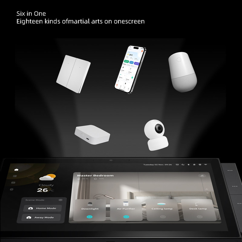 Panel de pantalla táctil de 10 pulgadas Wifi Smart Home Protocolos múltiples Control remoto inalámbrico Enchufe de control de voz incorporado