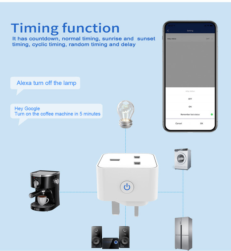 tuya wifi conexión inteligente conector de control remoto y de voz con funciones de programación y automatización soporte de control de voz Alexa