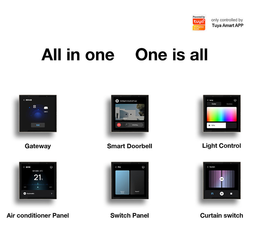 110V-240V Negro Smart Home pantalla táctil de control de hogar inteligente Panel de conexión inteligente múltiple control de voz incorporado