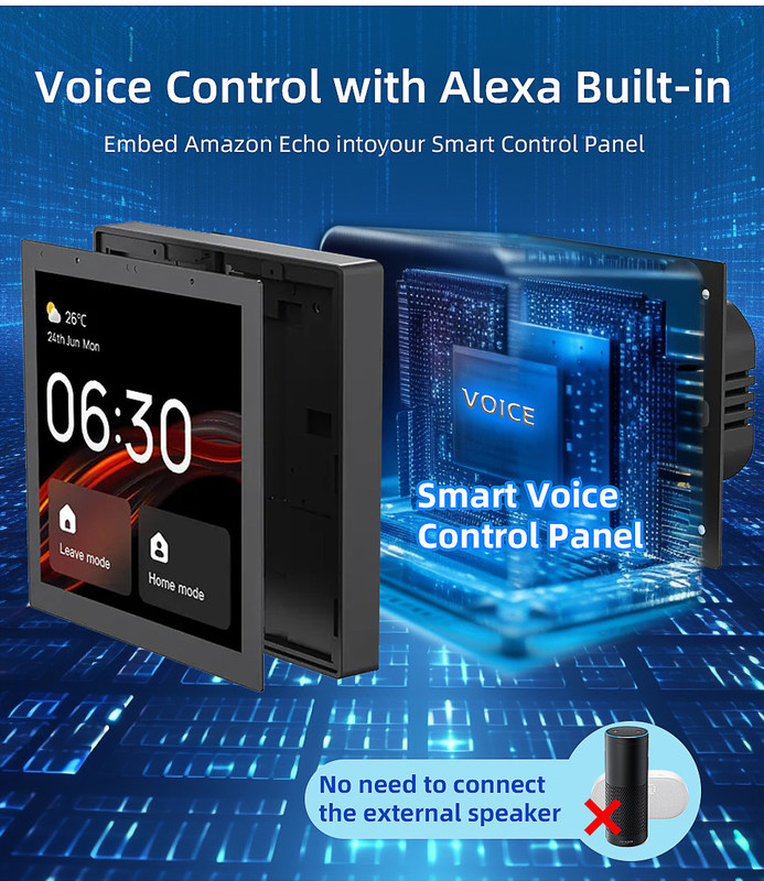 4 pulgadas panel de control de casa inteligente dispositivo de control remoto para la automatización del hogar conveniente incorporado control de voz de Alexa
