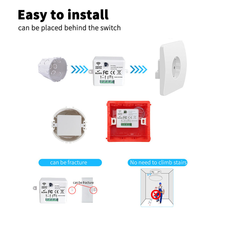 Interruptor de control remoto inalámbrico ABS 86 * 86 * 32mm para una operación fácil sin necesidad de batería soporte de múltiples opciones de escena de control.