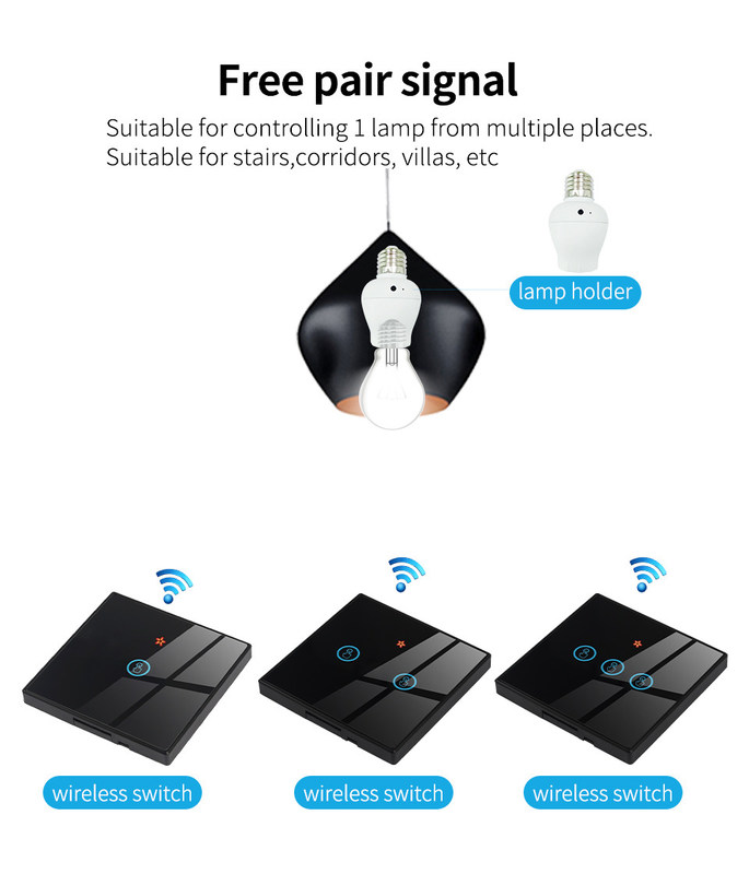 Tuya Wifi control remoto inalámbrico interruptor panel de vidrio templado con mini interruptor inteligente mejor opción para circuito de la versión antigua