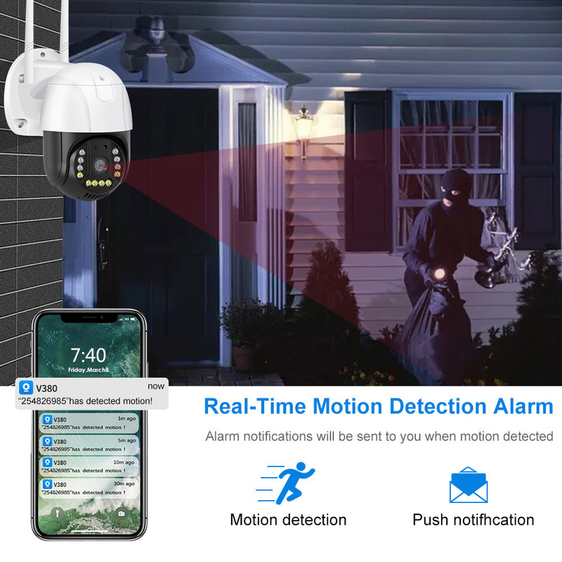 Wi-Fi/5G Smart Monitor Camera R L 350 grados / arriba y abajo 90 grados Acceso remoto