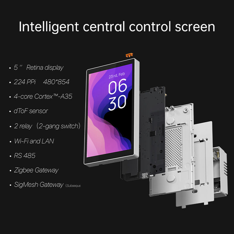 SIXWGH Panel de Control Inteligente de 5 Pulgadas con Alexa Integrada, Pantalla Táctil, Cámara Impermeable de 7MP, Gateway Zigbee, Edge Computing, Hogar Inteligente