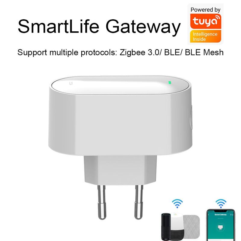 SIXWGH Tuya SmartLife Puerta de enlace multiprotocolo Zigbee 3.0 + para + BLE Mesh Hub Wi-Fi Funciona con Alexa / Google Home Dispositivos de conexión de la UE
