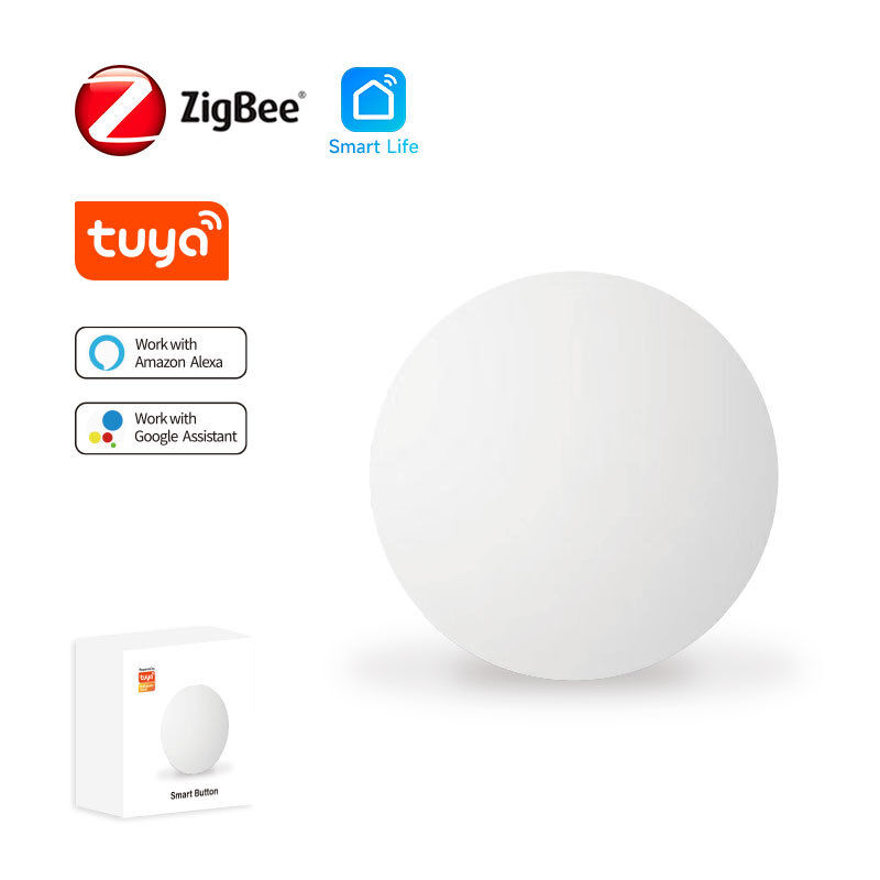 SIXWGH Tuya ZigBee Smart Button Switch Control remoto inalámbrico de una llave controlador multi-escenas compatible con Android Smart Home