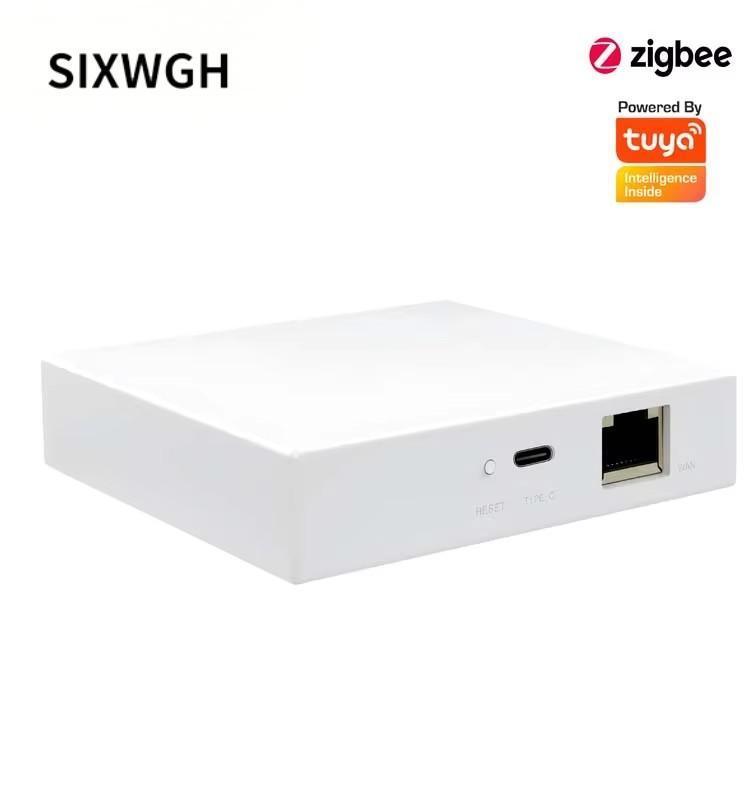 SIXWGH 3 en 1 Smart Home Gateway: Zigbee Hub + WiFi Router + Centro de control de voz Compatible con Apple Google Home Alexa y Tuya