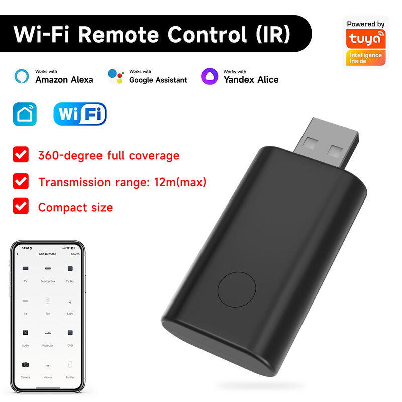 SIXWGH Universal IR WiFi control remoto con Alexa / Google Home Control de la aplicación Tuya OS Diseño giratorio para el Hub de hogar inteligente del hotel RV