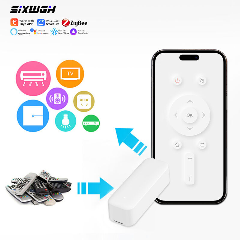 SIXWGH Universal Smart IR Remote Control con Zigbee Hub Trabaja con Alexa y Google Home APP Hotel Utilice diseño giratorio