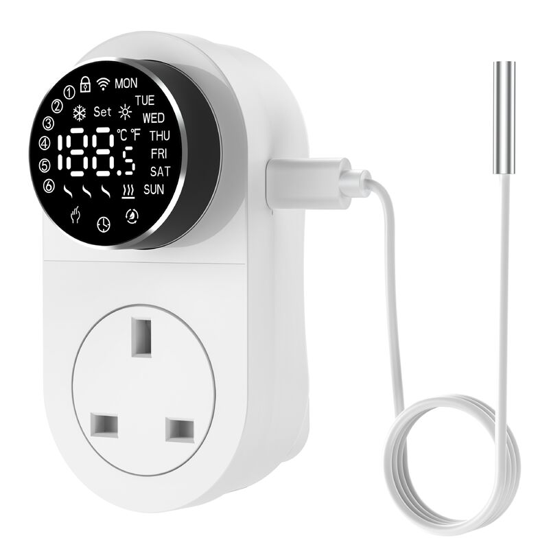 SIXWGH Termostato Inteligente Wi-Fi para Enchufar 16A Pantalla LED Control Remoto por APP/Voz Sensor NTC Calefacción Refrigeración Hogar Acuario