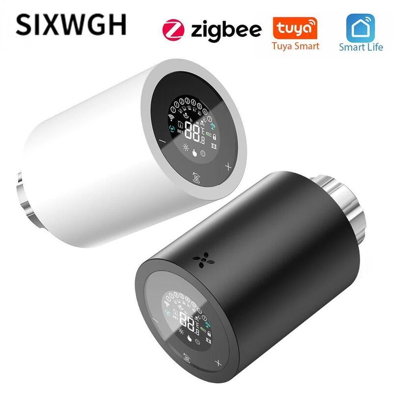 SIXWGH Tuya Zigbee y Wi-Fi Válvula Termostática Inteligente con Pantalla Táctil LCD Control de Temperatura Programable APP Hogar Ecológico por Voz