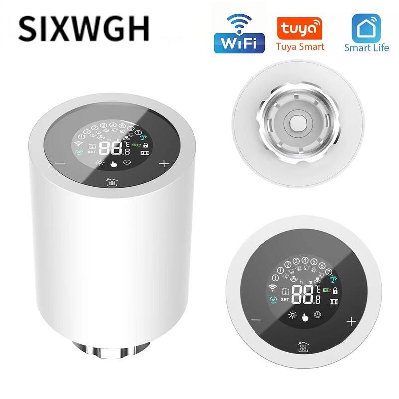 SIXWGH Tuya Zigbee y Wi-Fi Válvula Termostática Inteligente con Pantalla Táctil LCD Control de Temperatura Programable APP Hogar Ecológico por Voz