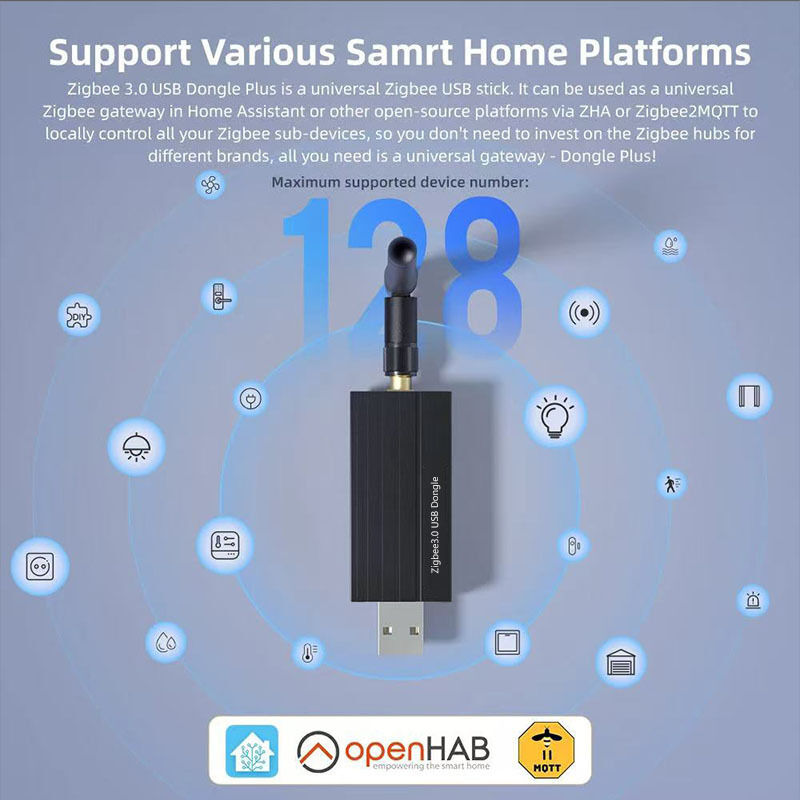 SIXWGH Zigbee 3.0 USB Dongle Plus Universal Wireless Smart Home Gateway con ganancia de +20dBm para el asistente en el hogar Zigbee2MQTT, OpenHAB