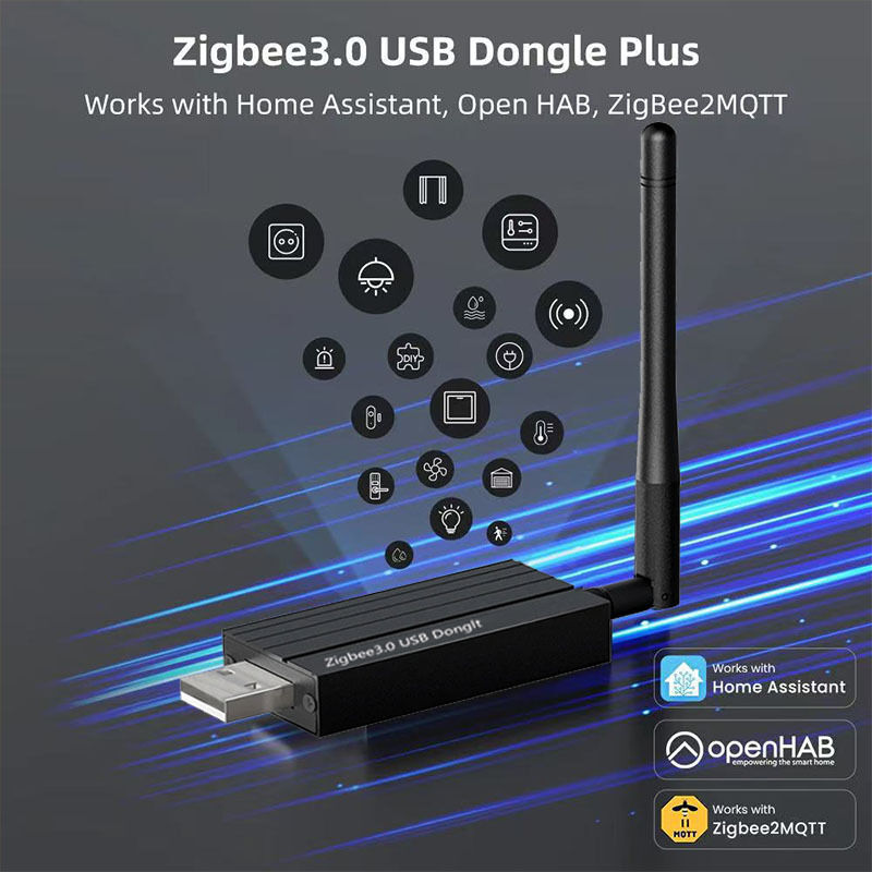 SIXWGH Zigbee 3.0 USB Dongle Plus Universal Wireless Smart Home Gateway con ganancia de +20dBm para el asistente en el hogar Zigbee2MQTT, OpenHAB