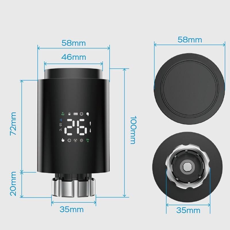 SIXWGH Zigbee 3.0 Válvula Termostática Inteligente para Radiador (TRV) Compatible con Alexa/Google Assistant y App Tuya, Programable Inalámbrica Semanal para Calefacción