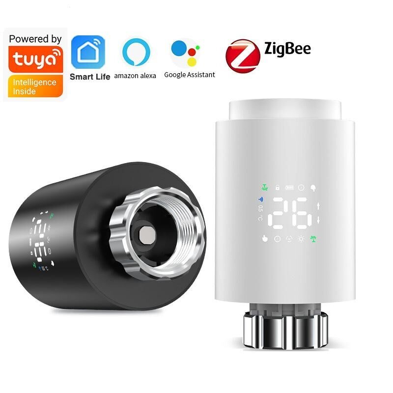 SIXWGH Zigbee 3.0 Válvula Termostática Inteligente para Radiador (TRV) Compatible con Alexa/Google Assistant y App Tuya, Programable Inalámbrica Semanal para Calefacción