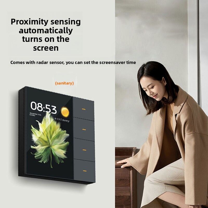SIXWGH Smart Life Smart Touch Switch 4 Gang WiFi Zigbee Panel Radar Sensor Colorido Personalizado Oficina de hoteles de lujo en el hogar
