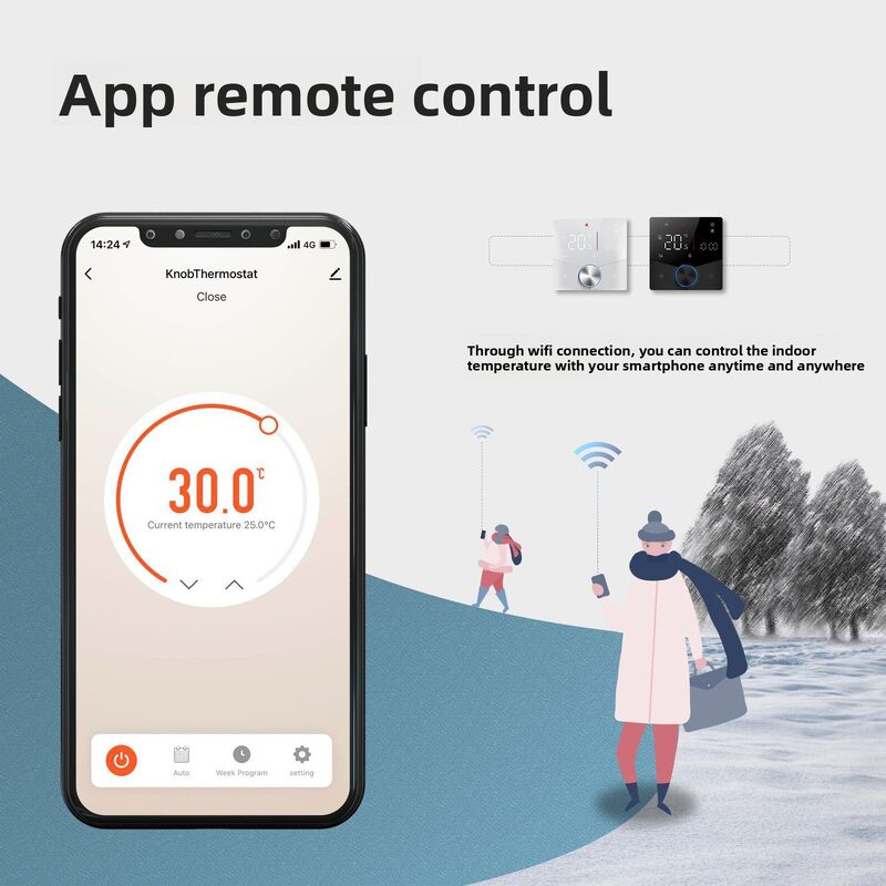 SIXWGH Tuya Smart WiFi Termostato calefacción eléctrica APP Control Asistente de voz compatible con el modo de ahorro de energía bloqueo infantil alto