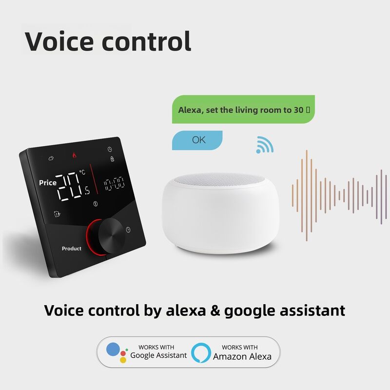 SIXWGH Tuya Smart WiFi Termostato calefacción eléctrica APP Control Asistente de voz compatible con el modo de ahorro de energía bloqueo infantil alto