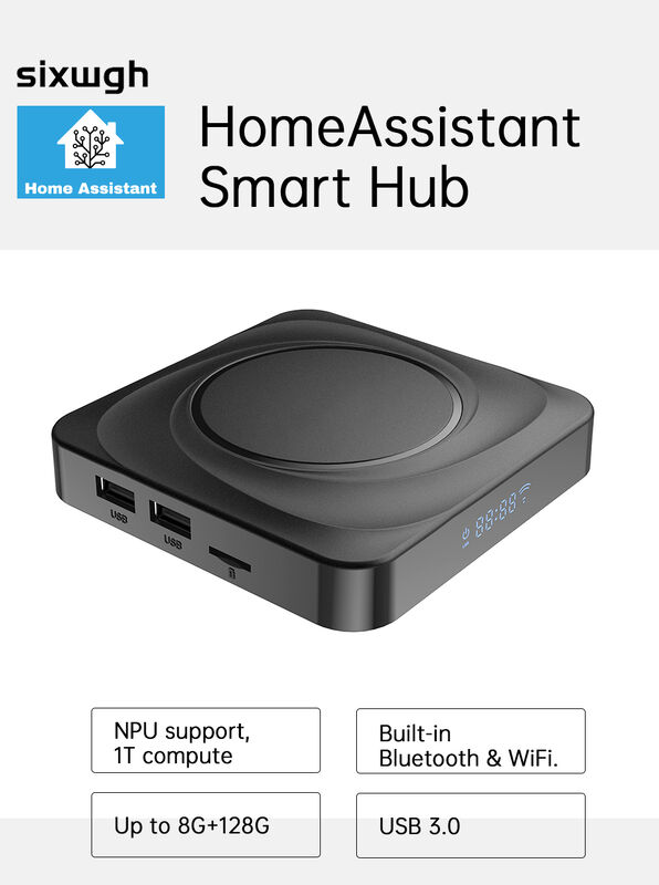 SIXWGH Home Assistant Smart Hub con NPU Rockchip 3566 Decodificación 8K Bluetooth/WiFi/Zigbee Gateway Inteligente Universal Programable