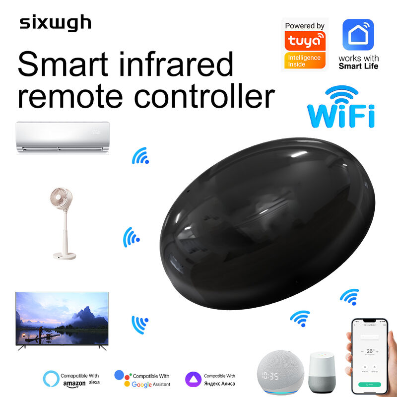 Aire acondicionado inteligente SIXWGH con control por voz WiFi para el hogar, compatible con Alexa, Google Home y la aplicación Tuya, control remoto infrarrojo universal con alimentación tipo C