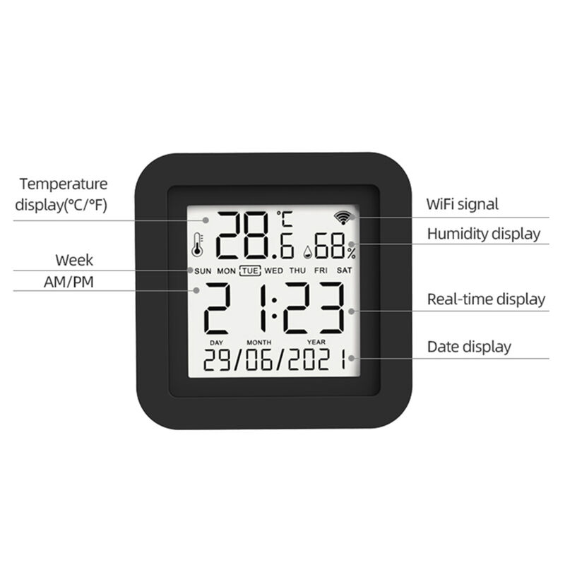 SIXWGH 3 en 1 Dispositivo de automatización del hogar inteligente Tuya Wi-Fi IR Control remoto Pantalla LCD Sensor de temperatura y humedad Control de voz