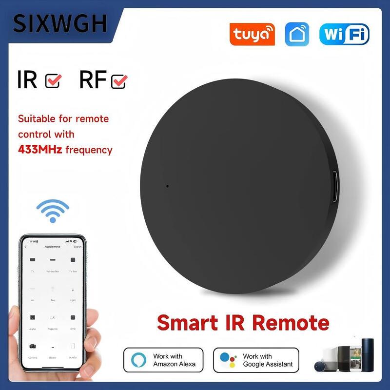SIXWGH Universal Smart Remote Control Wi-Fi IR + RF Alexa Google Control de voz en el hogar 433/315MHz para la aplicación de vida inteligente de TV Fan Tuya
