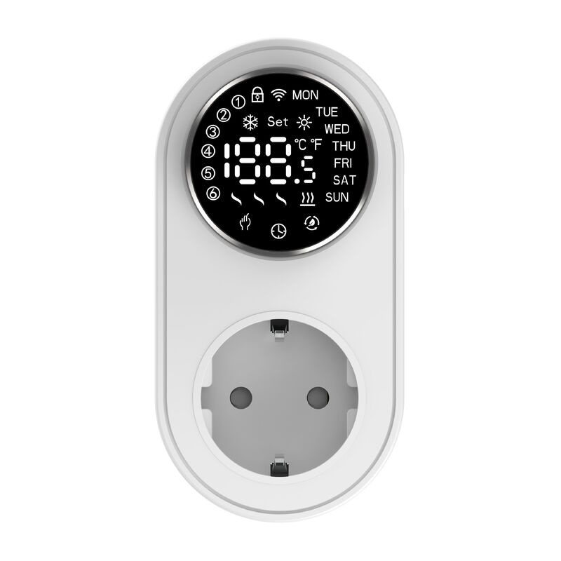 Controlador de Temperatura Inteligente de Doble Modo 16A 100-240V con Conectividad Alexa/WiFi, Perilla LED, Alarma de Temperatura para Enchufe de Corriente