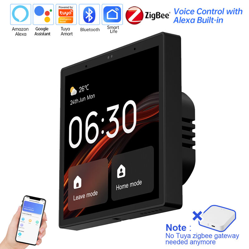 SIXWGH 4 pulgadas de pantalla táctil panel de control de hogar inteligente Alexa Tuya Gateway incorporado Zigbee 3.0 Hub Control de voz AIoT montado en la pared