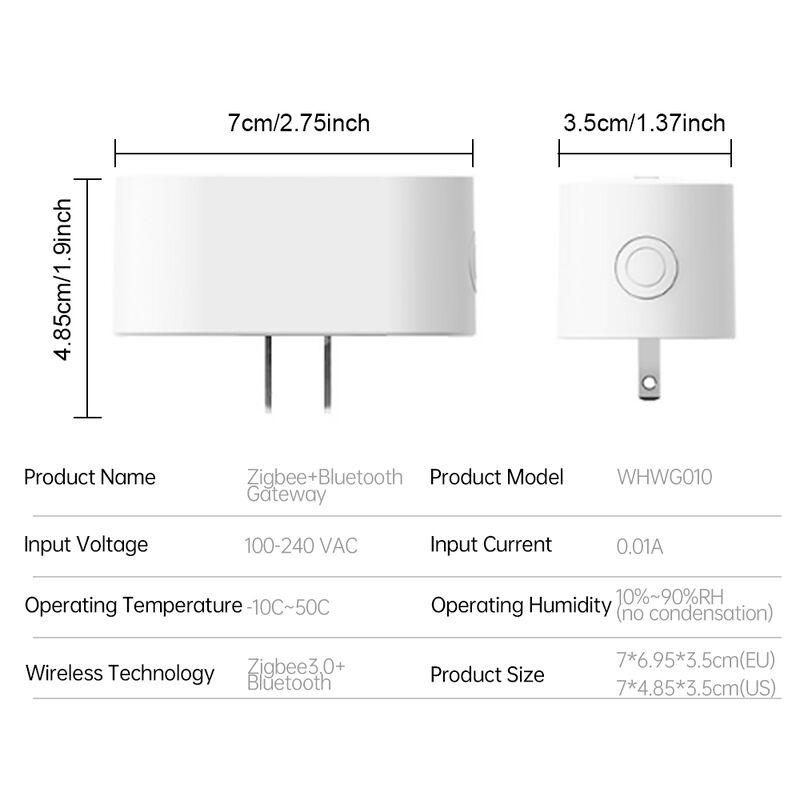 SIXWGH Smart Life Tuyz Zigbee para Bluetooth Gateway Hub 3 en 1 Cargador USB multiprotocolo Alexa / Google Home Dispositivos domésticos inteligentes