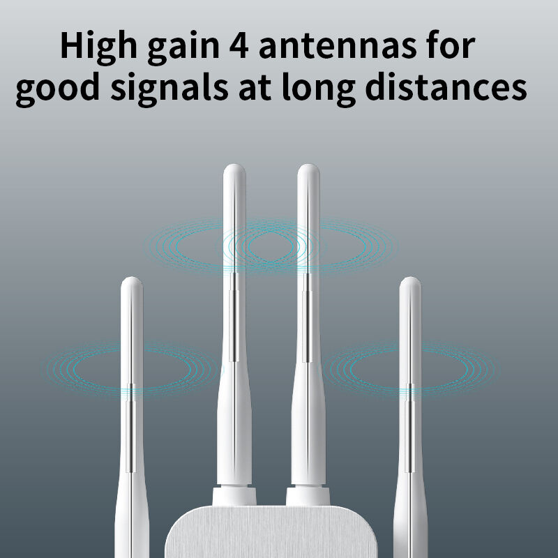300Mbps WiFi Range Extender, 4-Antenna Wireless Repeater, 2.4G Signal Booster with Dual Ethernet Ports, AP/Relay Mode, Wall-Through Coverage for Home & Office