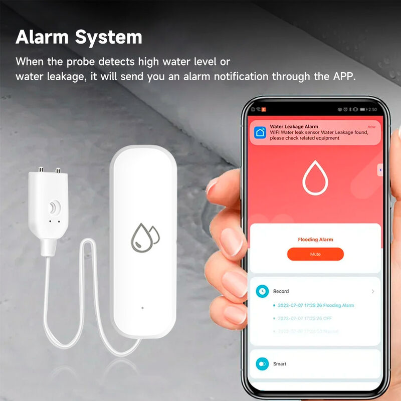 Smart WiFi/ZigBee Water Leak Sensor, Tuya App Remote Control, Real-time Alarm, Water Level & Leakage Detector for Home, Kitchen, Bathroom, Works with Alexa/Google