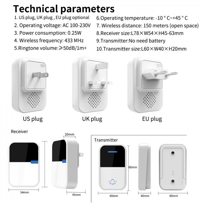 Timbre inalámbrico al aire libre Jingle Bell cinético moderno de la prenda impermeable 7