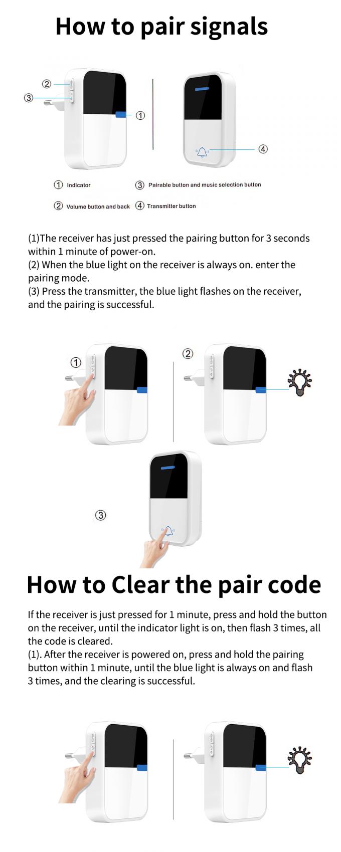 Timbre inalámbrico al aire libre Jingle Bell cinético moderno de la prenda impermeable 8