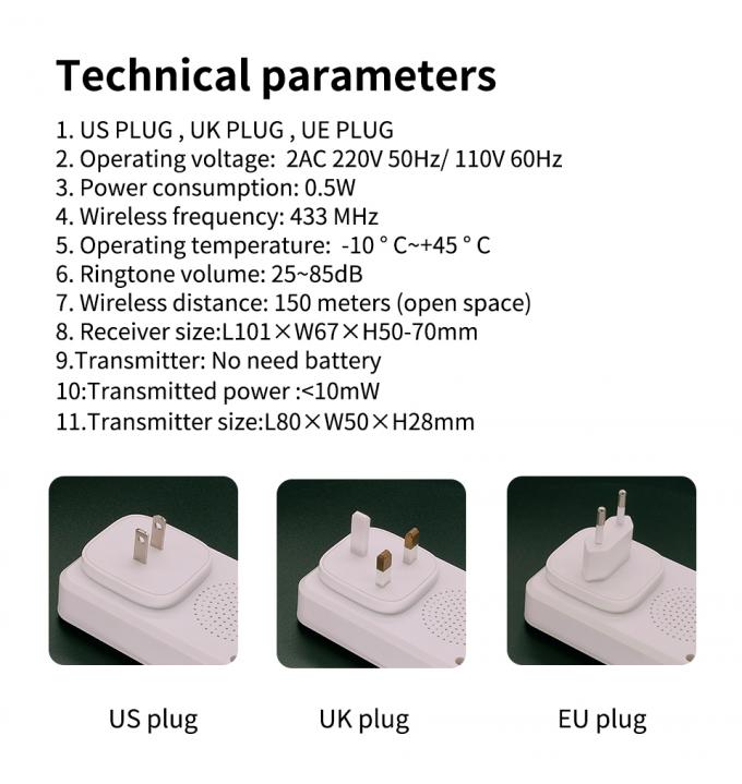 Puerta elegante Bell de la prenda impermeable del enchufe de la UE los E.E.U.U. Reino Unido del timbre de IP44 Tuya 9