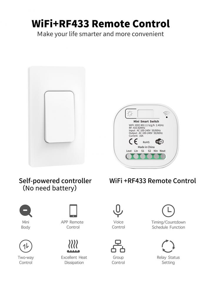 El interruptor elegante inalámbrico de Tuya fijó al control remoto Timer de WiFi 0